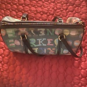 Dooney and Bourke script barrel purse